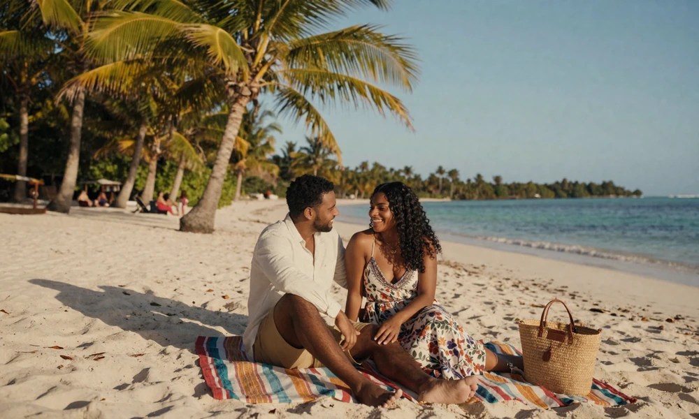 Romantic beach picnic in Belize